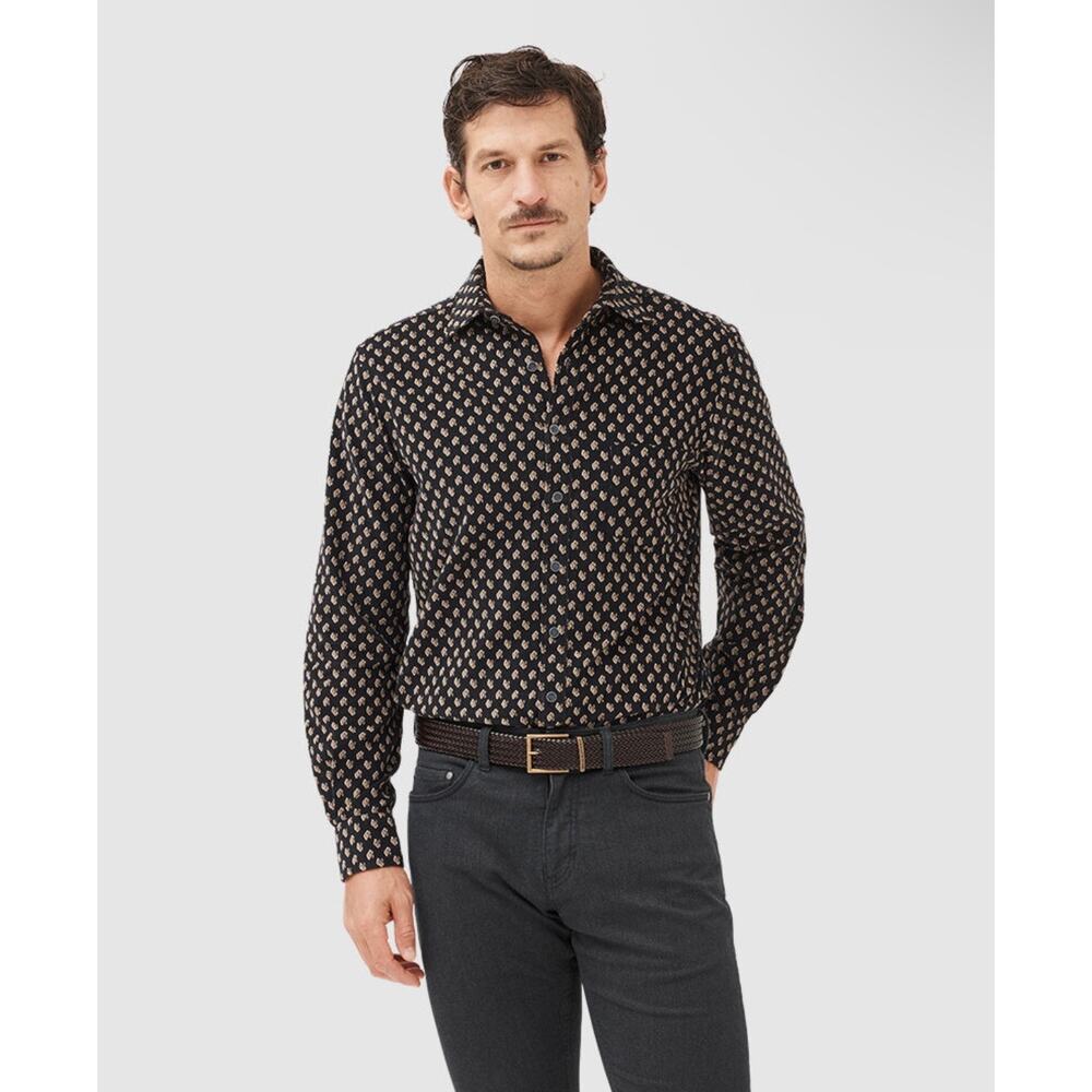 Rodd & Gunn Whitmore Shirt Onyx XS Italian Fabric Albini Sports Fit NWT $198